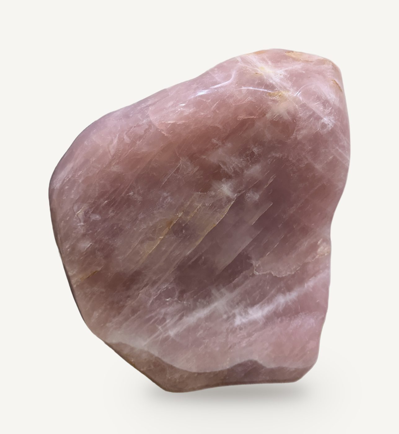 A large polished pink rose quartz freeform